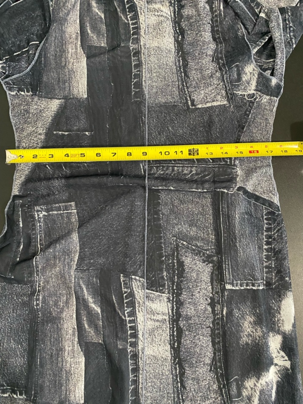 Zara Patchwork Tulle Mesh Sheer Midi Maxi Dress Gray Blue Denim Look Size XL - Picture 14 of 15